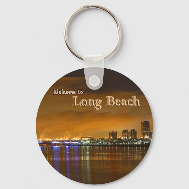 Long Beach California At Night Keychain (Front)