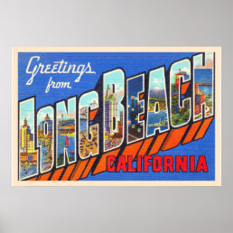 Long Beach California CA Large Letter Postcard Poster