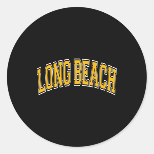 Long Beach California Ca Varsity Style Amber Text Classic Round Sticker