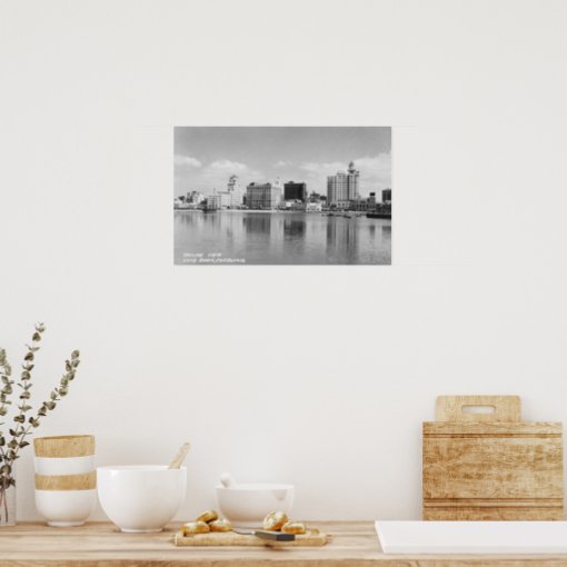 Long Beach, California City Skyline View Poster | Zazzle