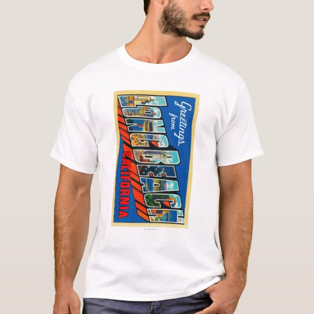 Long Beach, California - Large Letter Scenes 2 T-Shirt (Front)