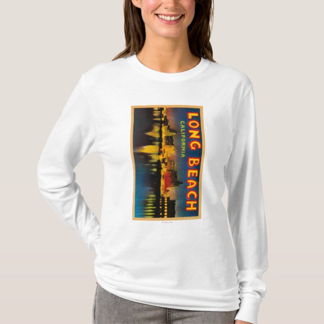 Long Beach, California - Large Letter Scenes T-Shirt (Front)