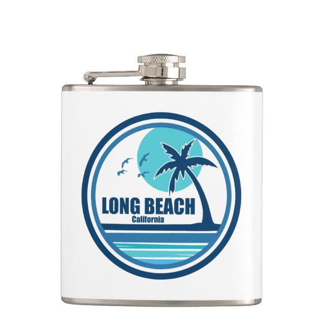 Long Beach California Palm Tree Birds Flask (Front)