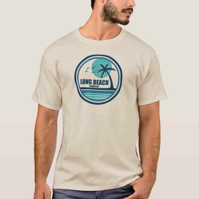 Long Beach California Palm Tree Birds T-Shirt (Front)