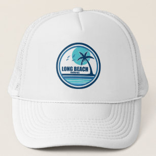 Long Beach California Palm Tree Birds Trucker Hat
