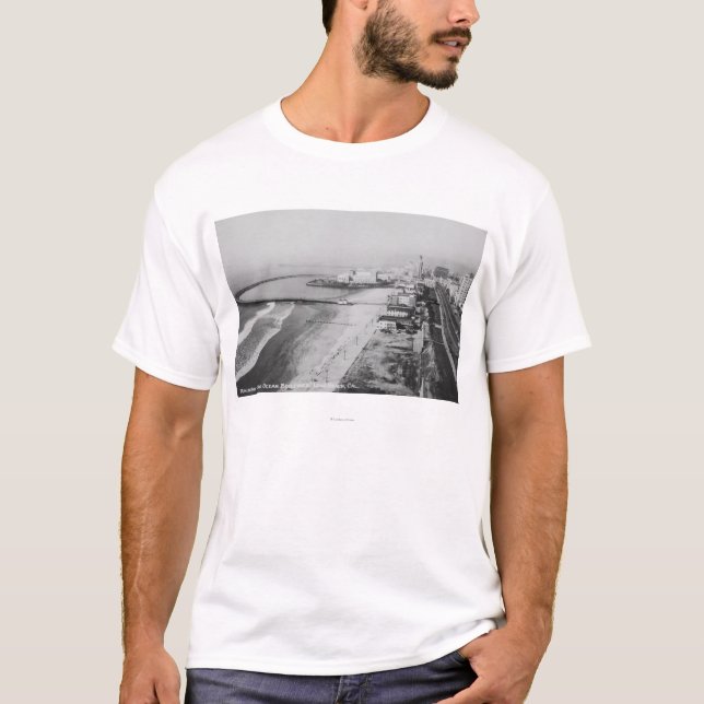 Long Beach, California Rainbow Pier and Ocean T-Shirt (Front)