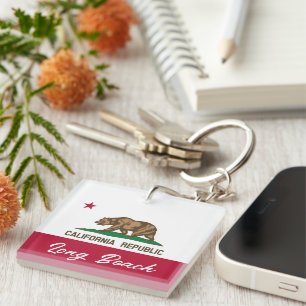 Long Beach California Republic flag custom Keychain