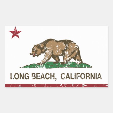 Long Beach California Republic Flag Rectangular Sticker