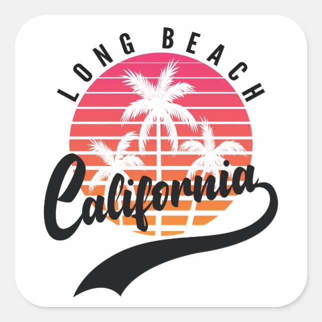 Long Beach, California Retro Sticker (Front)