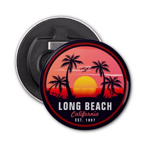 Long Beach California Retro Sunset Souvenirs 80s Bottle Opener