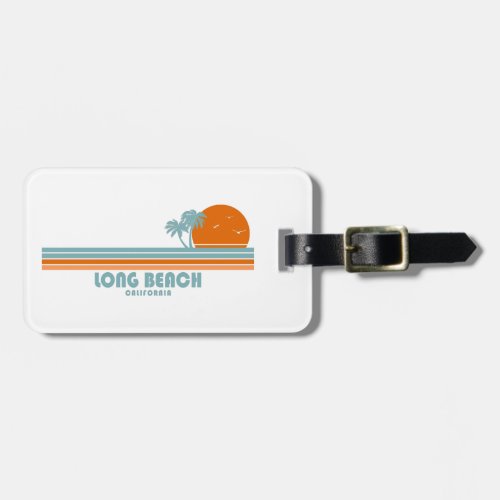 Long Beach California Sun Palm Trees Luggage Tag