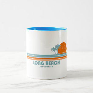 Long Beach California Sun Palm Trees Two-Tone Coffee Mug