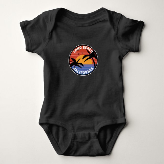 Long Beach California Sunset Paradise Baby Bodysuit (Front)