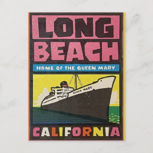 Long Beach, California Vintage Travel  Postcard