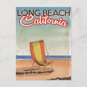 Long Beach California vintage travel poster Postcard