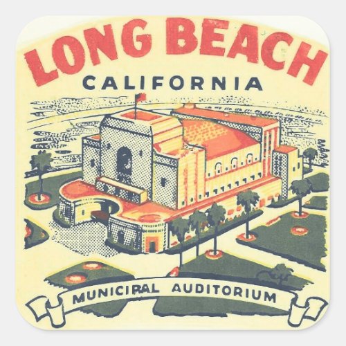 Long Beach California vintage travel Square Sticker