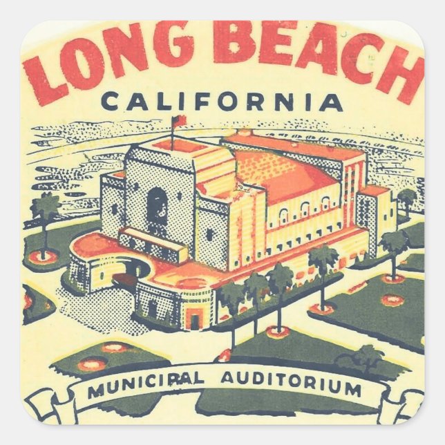 Long Beach California vintage travel Square Sticker (Front)