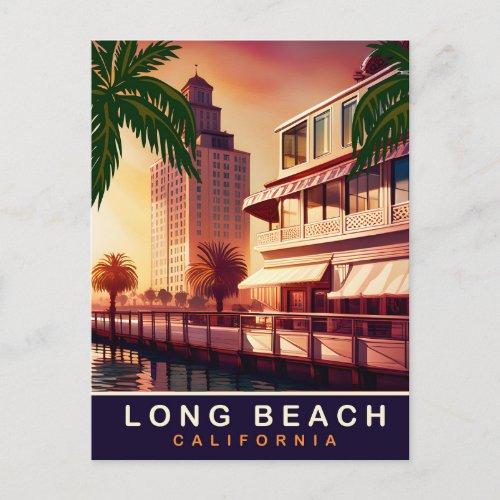 Long Beach California Waterfront Travel  Postcard