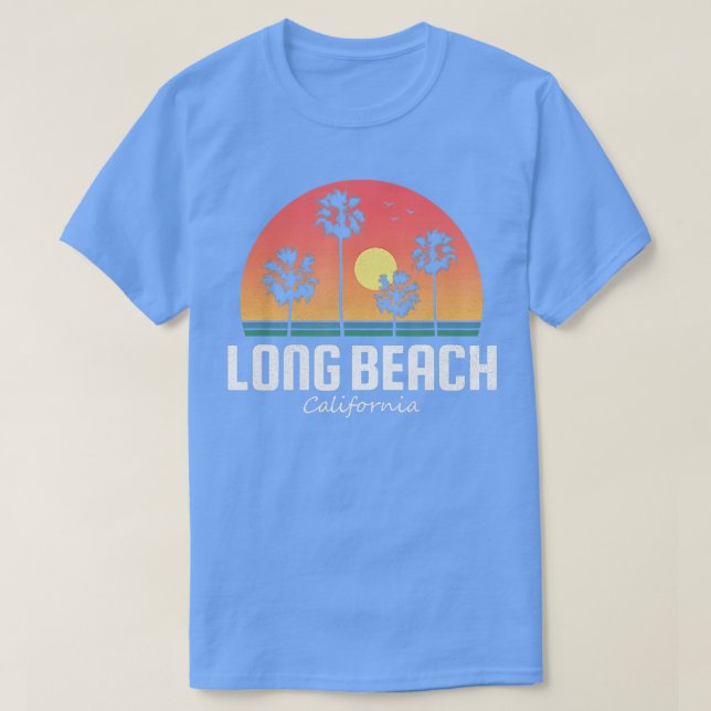 Long Beach California  Women Men Kids Retro Sunset T-Shirt (Design Front)