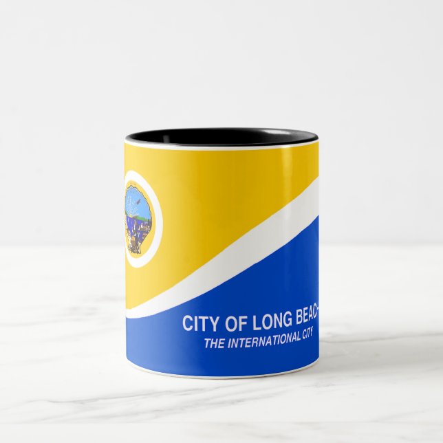 Long Beach city flag Two-Tone Coffee Mug (Center)