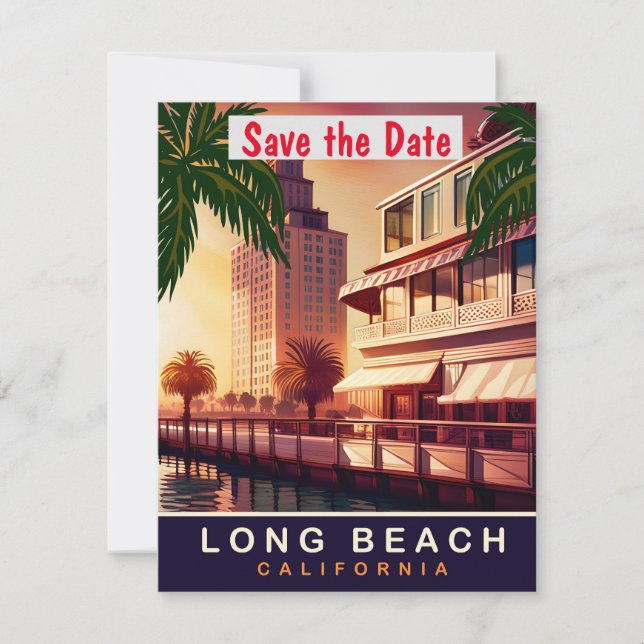 Long Beach Coastal Retro wedding Invitation (Front)