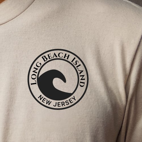 Long Beach Island Black Ocean Wave Circle Design T_Shirt