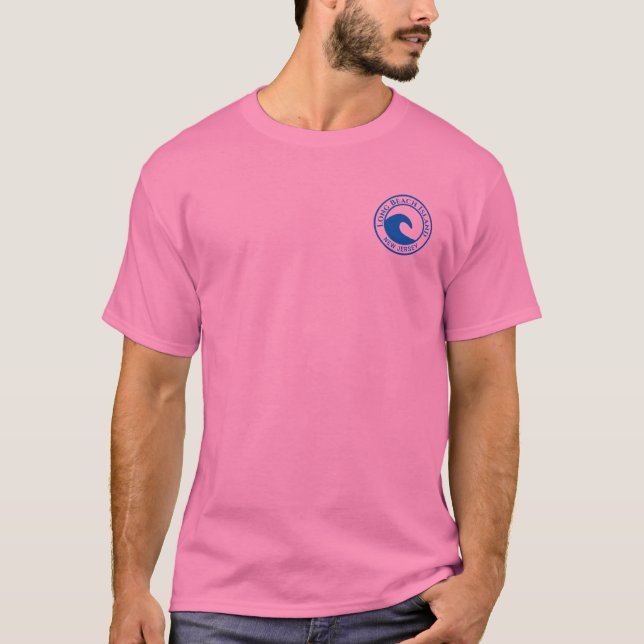 Long Beach Island Blue Ocean Wave Circle Design T-Shirt (Front)