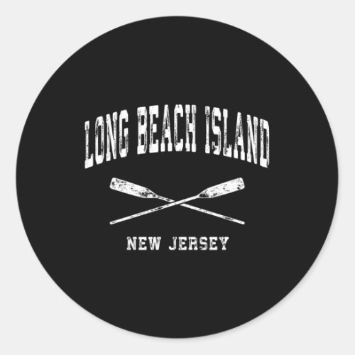 Long Beach Island New Jersey Nautical Crossed Oars Classic Round Sticker