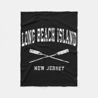 Long Beach Island New Jersey Vintage Nautical Cros Fleece Blanket