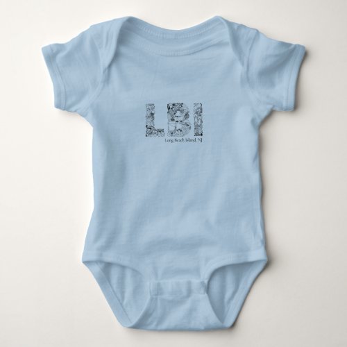 Long Beach Island NJ Illustration Baby One-Piece Bodysuit
