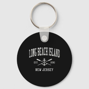 Long Beach Island Nj Vintage Crossed Oars &amp; Bo Keychain