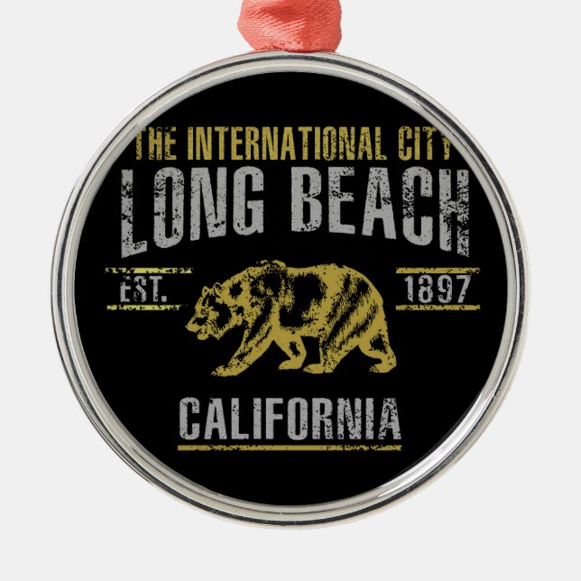 Long Beach Metal Ornament (Front)
