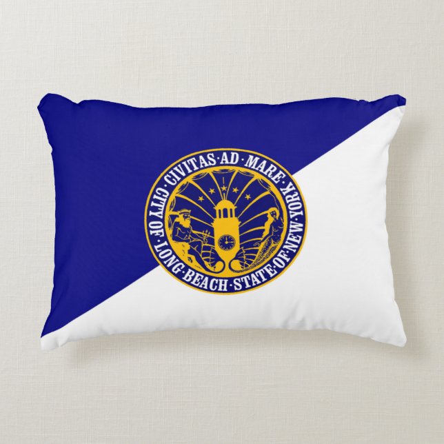 Long Beach, New York Flag Accent Pillow (Front)