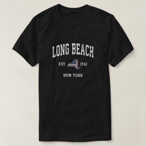 Long Beach New York Ny Vintage American Flag Sport T_Shirt