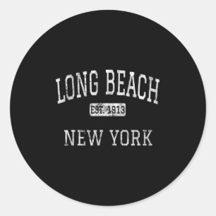 Long Beach New York Ny Vintage Classic Round Sticker