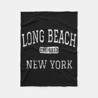 Long Beach New York Ny Vintage  Fleece Blanket