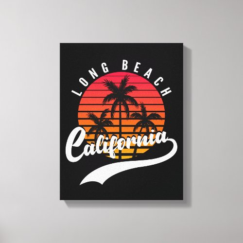 Long Beach Retro Sunset Canvas Print