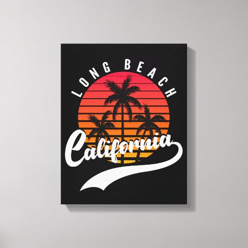 Long Beach Retro Sunset Canvas Print