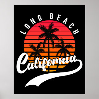 Long Beach Retro Sunset Poster