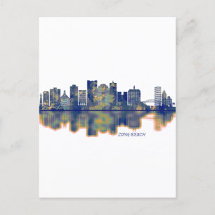 Long Beach Skyline Invitation Postcard