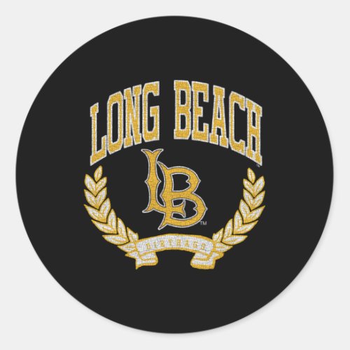 Long Beach State 49Ers Victory Black Classic Round Sticker