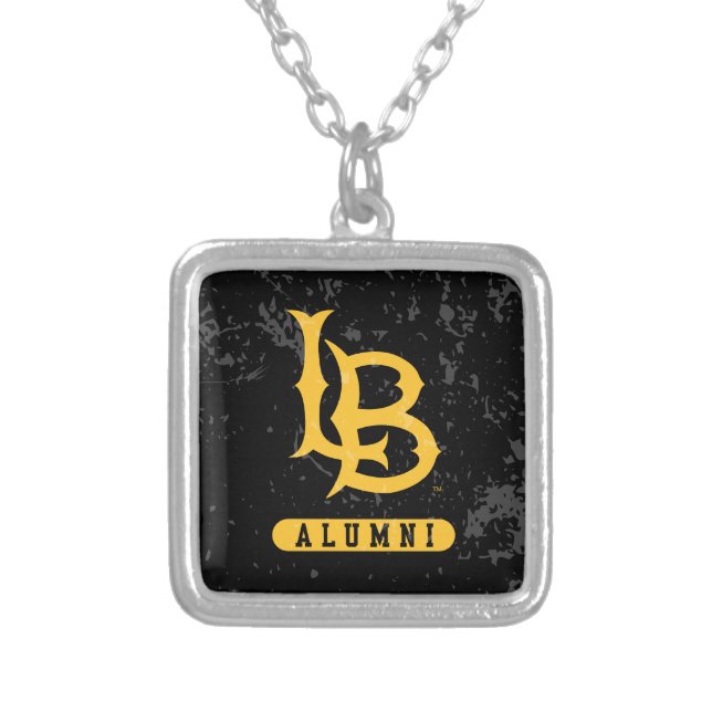 Long Beach State Alumni Distressed Silver Plated Necklace (Front)