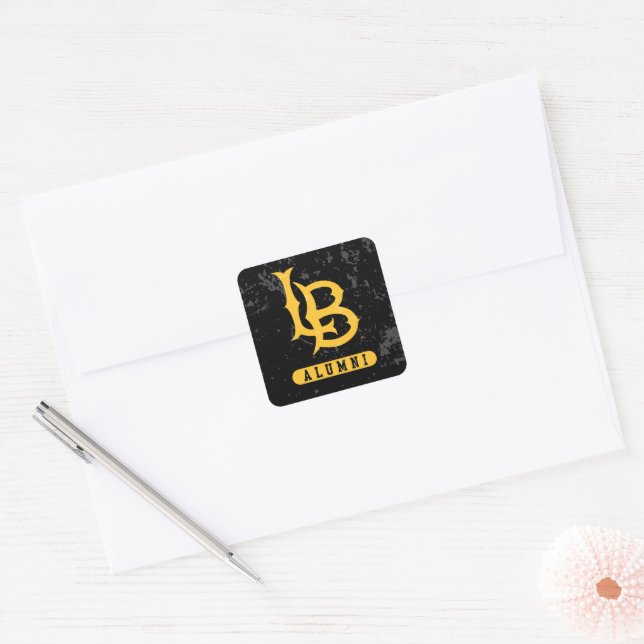 Long Beach State Alumni Distressed Square Sticker (Envelope)