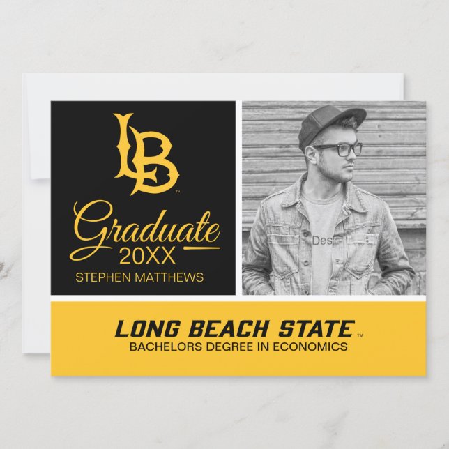 Long Beach State Logo Graduation Invitation (Front)