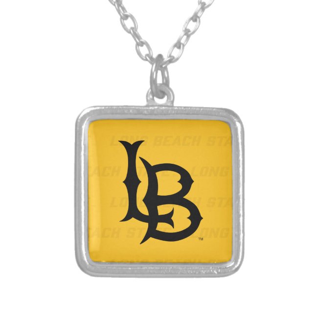 Long Beach State Watermark Silver Plated Necklace (Front)