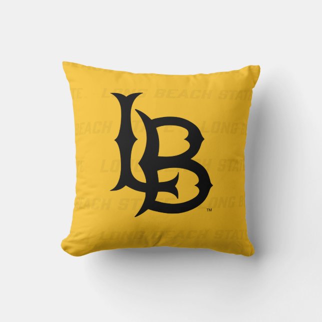 Long Beach State Watermark Throw Pillow (Front)