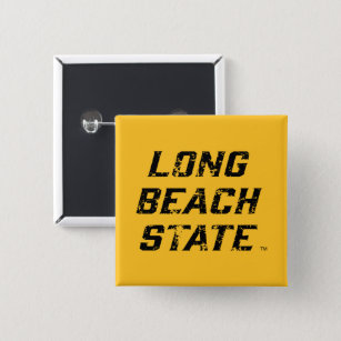 Long Beach State Wordmark Distressed Button