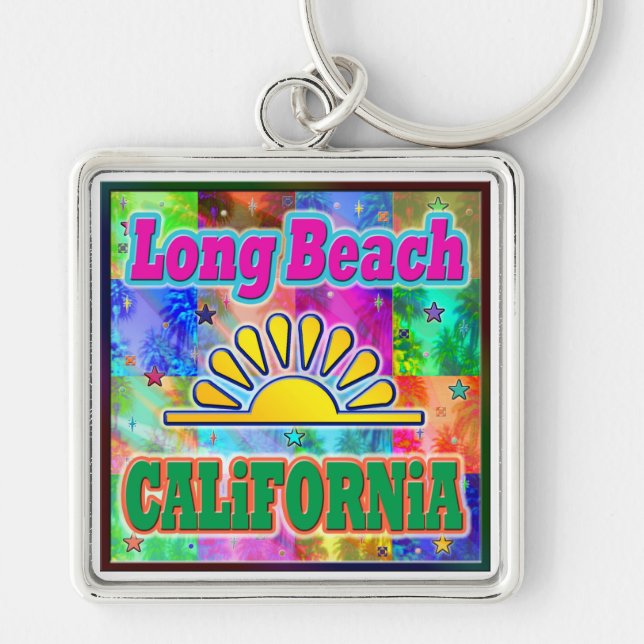 Long Beach Sun & Palms Keychain (Front)