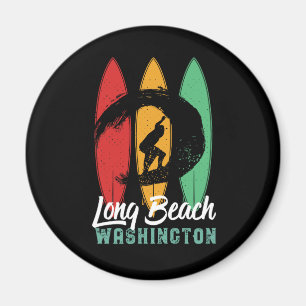 Long Beach Washington Vintage Retro Surfing Magnet