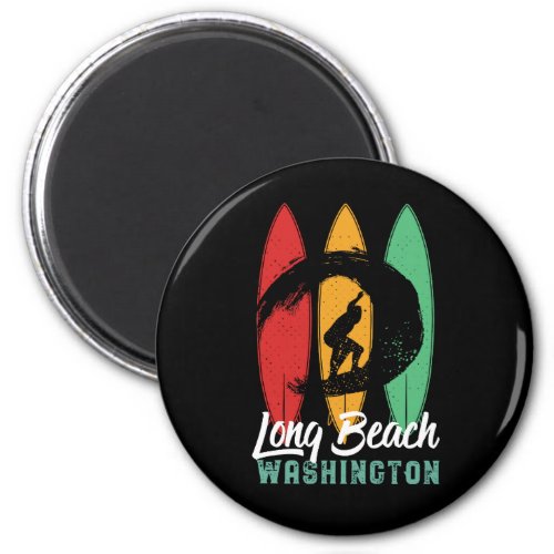 Long Beach Washington Vintage Retro Surfing Magnet